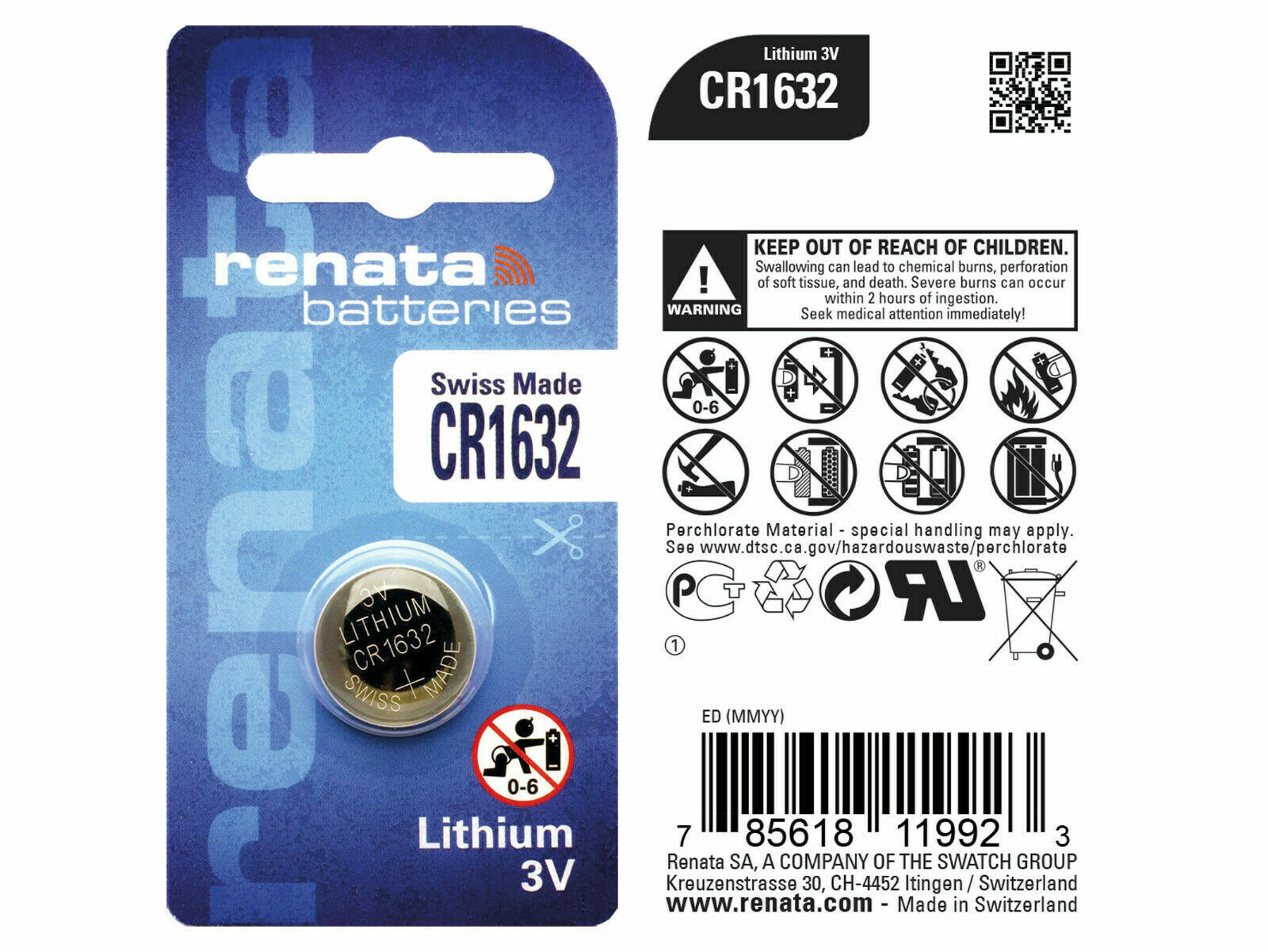 Renata CR1632 3V Cell Battery Cell Coin Replace Cr Br DL Ecr Kcr Lm ML 1632