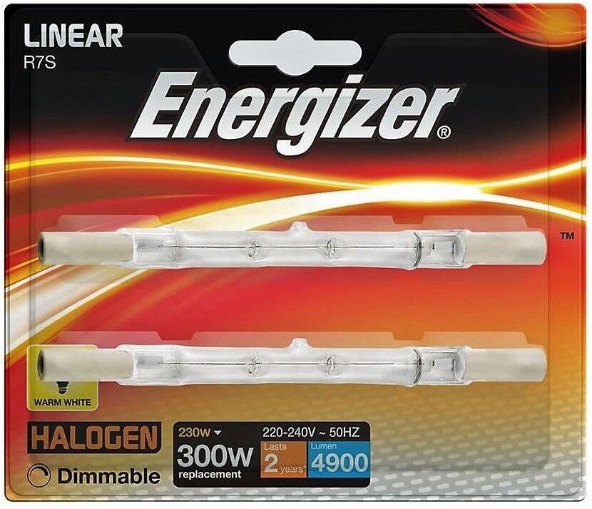 Energizer 230w (300w) Energy Saving 118mm Linear Tungsten Halogen R7s Bulbs