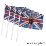 Load image into Gallery viewer, King Charles Coronation Small Hand Waving Flags (4-Pack)