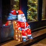 Load image into Gallery viewer, Acrylic Christmas Santa Sat in Chair Lit with 100 White LEDs