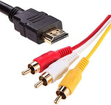 Load image into Gallery viewer, HDMI to AV HDMI to 3RCA red yellow and white audio video cable HDMI to AV 3RCA cable - black