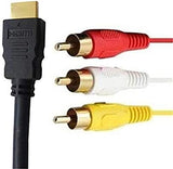 Load image into Gallery viewer, HDMI to AV HDMI to 3RCA red yellow and white audio video cable HDMI to AV 3RCA cable - black