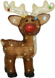 Load image into Gallery viewer, New Acrylic Outdoor Led Reindeer Figure With Red And Nose Multicoloured Tree Lights On Antlers | 47cm Christmas Garden Standing Decoration | 48 Led&#39;s