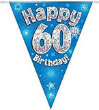 Load image into Gallery viewer, OAKTREE 60th Birthday Pink and Blue Bunting 3.9m