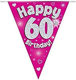 Load image into Gallery viewer, OAKTREE 60th Birthday Pink and Blue Bunting 3.9m