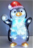 Load image into Gallery viewer, Lumineo Acrylic Christmas Penguin Lights With Bright White LED Lights Snowball Fight Dressed In A Festive Blue Scarf