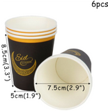Load image into Gallery viewer, Eid Mubarak Black &amp; Gold Cups 6pk