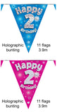 Load image into Gallery viewer, OAKTREE 2nd Birthday Pink and Blue Bunting 3.9m