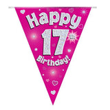 Load image into Gallery viewer, OAKTREE 17th Birthday Pink and Blue Bunting 3.9m