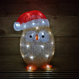Load image into Gallery viewer, 30cm Acrylic Lit Owl Outdoor Christmas Battery Decoration With Timer In White
