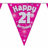Load image into Gallery viewer, OAKTREE 21th Birthday Pink and Blue Bunting 3.9m