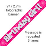 Load image into Gallery viewer, 9ft Banner Birthday Girl Holographic