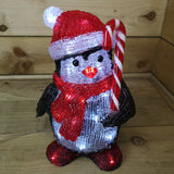 Load image into Gallery viewer, 30cm Acrylic Christmas Penguin With Candy Cane 30 Ice White LEDs