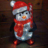 Load image into Gallery viewer, 30cm Acrylic Christmas Penguin With Candy Cane 30 Ice White LEDs