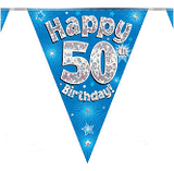 Load image into Gallery viewer, OAKTREE 50th Birthday Pink and Blue Bunting 3.9m