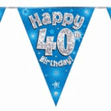 Load image into Gallery viewer, OAKTREE 40th Birthday Pink and Blue Bunting 3.9m