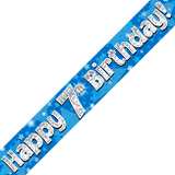 Load image into Gallery viewer, Happy 7th Birthday Blue /Pink 9ft Holographic Foil party banner Birthday Decorations