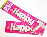 Load image into Gallery viewer, Happy 7th Birthday Blue /Pink 9ft Holographic Foil party banner Birthday Decorations