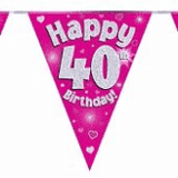 Load image into Gallery viewer, OAKTREE 40th Birthday Pink and Blue Bunting 3.9m